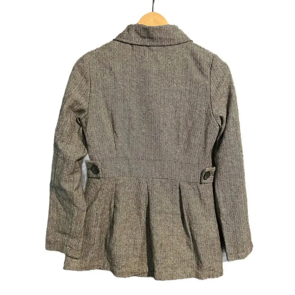 Needle & Thread Black & White Herringbone Wool Blend Coat, Size Small - Picture 4 of 5